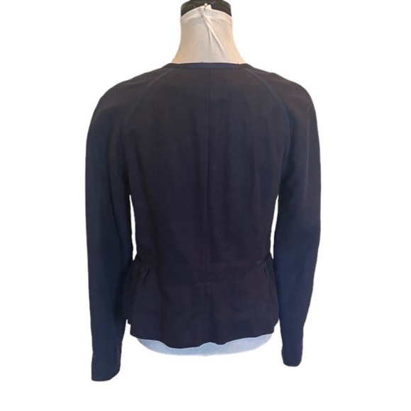 Boden blue long sleeve cotton flax blend casual collarless blazer jacket size 10 - Picture 6 of 13